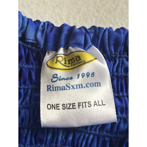 RIMA Blue Tie Dye Maxi Dress Smocked Bodice Spaghetti Strap RUNS SMALL - Picture 4 of 7